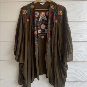 Green Embroidered Umgee Kimono